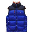 画像1: 【Ralph Lauren】【ラルフローレン】青ｘ黒ｘ襟裏オレンジ【ダウンベスト】【サイズＳ】<br> (1)