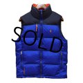 【Ralph Lauren】【ラルフローレン】青ｘ黒ｘ襟裏オレンジ【ダウンベスト】【サイズＳ】 