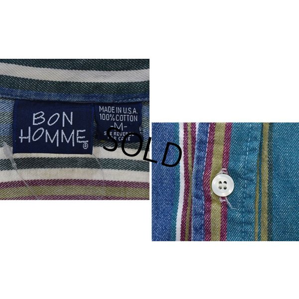 画像2: 【USA製】【ビンテージ】【BON HOMME】【ストライプ】【ボタンダウンシャツ】【サイズＭ】 