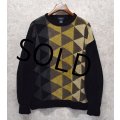 【ビンテージ】【Dockers】ドッカーズ【黒ｘ茶ｘベージュ】三角模様【アクリルｘレーヨン】【セーター】【サイズＬ】 