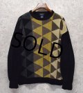 【ビンテージ】【Dockers】ドッカーズ【黒ｘ茶ｘベージュ】三角模様【アクリルｘレーヨン】【セーター】【サイズＬ】 