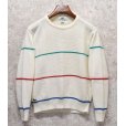 画像1: USA製【Lacoste】ラコステ【白ｘ緑青赤ライン入り】【アクリルセーター】【レディース古着】【サイズＬ】<br> (1)