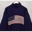 画像4: 【USA製】【ビンテージ】【オールドラルフローレン】POLO RALPH LAUREN【紺】星条旗【タートルネック】【アクリルセーター】【サイズＬ】<br> (4)