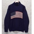 画像1: 【USA製】【ビンテージ】【オールドラルフローレン】POLO RALPH LAUREN【紺】星条旗【タートルネック】【アクリルセーター】【サイズＬ】<br> (1)