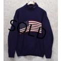 【USA製】【ビンテージ】【オールドラルフローレン】POLO RALPH LAUREN【紺】星条旗【タートルネック】【アクリルセーター】【サイズＬ】 