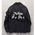 【USA製】ビンテージ【Pla-Jac】【黒】【裏ボア付き】【ナイロンコーチジャケット】【watkins fire dept】【サイズＭ】 
