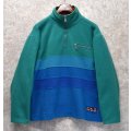 【ビンテージ】【GARLAND SPORT】【エメラルドｘ青グラデーション】【ボーダー】ハーフジップ【フリースジャケット】【サイズＬ】 