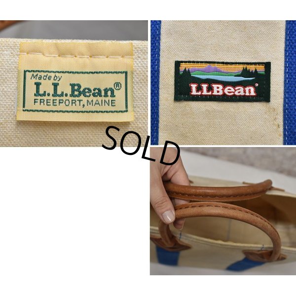 画像2: 【ビンテージ】【L.L.bean】【L.L.ビーン】【白×青】【レザーハンドル】【キャンバストートバッグ】 