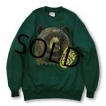 程度良好【90s】【ビンテージ】【USA製】【hanes】緑【クマ】ALASKA【スウェット】【サイズＬ】 
