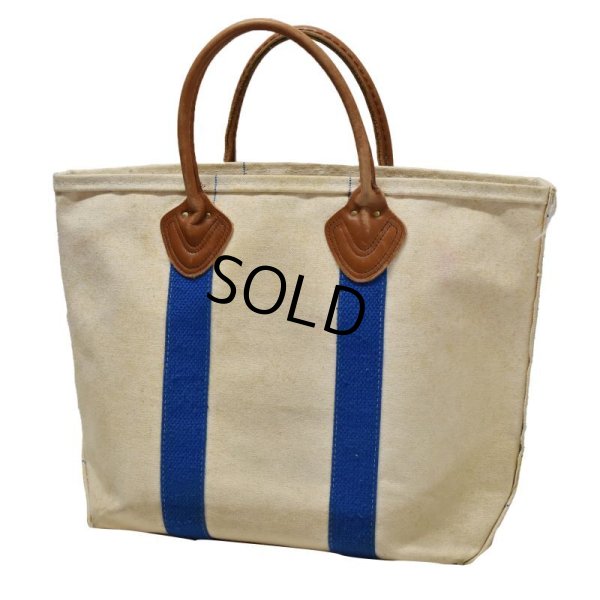 画像4: 【ビンテージ】【L.L.bean】【L.L.ビーン】【白×青】【レザーハンドル】【キャンバストートバッグ】 