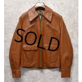 70's【ビンテージ】【Sears】【シアーズ】【ライトブラウン】【レザージャケット】【サイズM程度】 