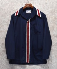 70's ビンテージ【brew schneider uniforms】【紺ｘ白 赤ライン】シャツジャケット【サイズＭ】ワークシャツ 