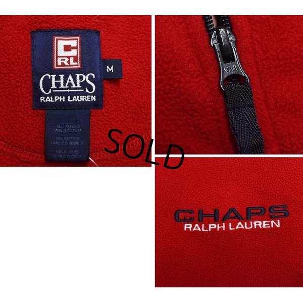 画像2: 【CHAPS】チャップス【ラルフローレン】RALPH LAUREN【赤ｘ黒 ふちどり】【ハーフジップフリースジャケット】【サイズＭ】  