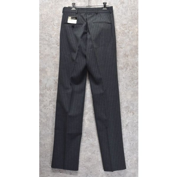 画像4: 90's【ＵＳＡ製】【デッドストック】【ビンテージ】【ZACARI】ザカリ【ポリエステル ☓ レーヨンスラックス】チャコールグレー ストライプスラックス 【２８×３６】 