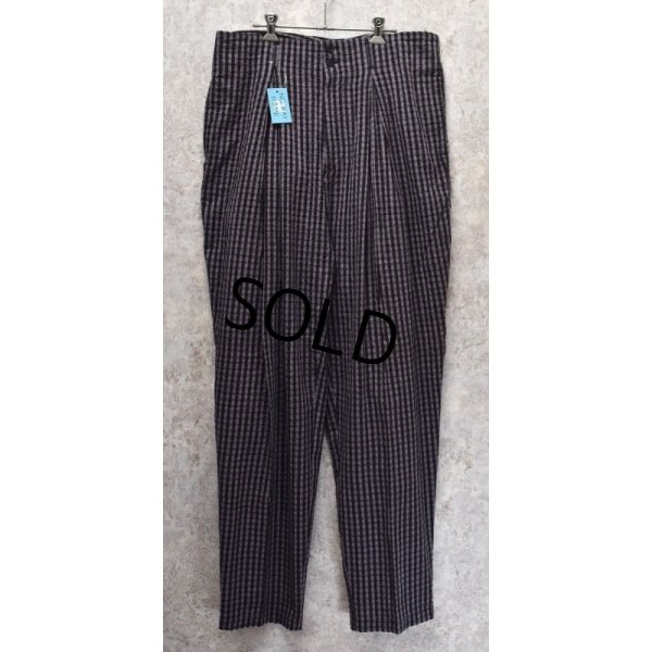 画像2: 【DOSHA】【紫Ｘ黒】【シアサッカー】【タック入りコットンパンツ】【タック入りコットンスラックス】【36Ｘ33】 