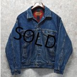 【USA製】ビンテージ【LEVI'S】【リーバイス】【70417-0814】【赤ｘ黒チェックライニング付き】【デニムジャケット】【サイズＭ】 