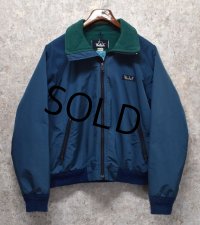 80’s【USA製】ビンテージ【Woolrich】ウールリッチ【紺x緑】【フリース裏地】【ナイロンブルゾン】【レディースＬ】 