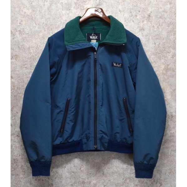 画像1: 80’s【USA製】ビンテージ【Woolrich】ウールリッチ【紺x緑】【フリース裏地】【ナイロンブルゾン】【レディースＬ】 