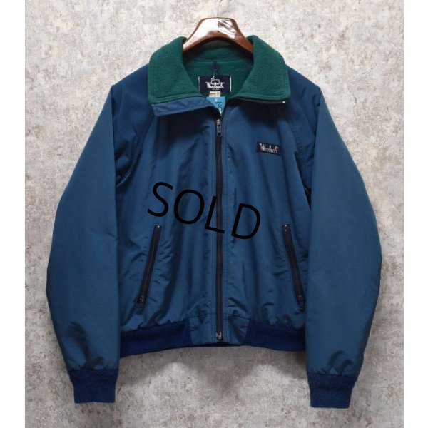 画像1: 80’s【USA製】ビンテージ【Woolrich】ウールリッチ【紺x緑】【フリース裏地】【ナイロンブルゾン】【レディースＬ】 