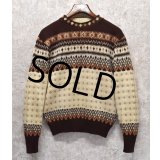 50’s【ビンテージ】【Jersild】【ジャーシルド】【ブラウンｘ白】ジャガード【ノルディック風】【ウールセーター】【サイズＬ】 