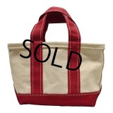 80's【ビンテージ】【L.L.bean】【エルエルビーン】 白ｘ赤【キャンバス】【ミニトートバッグ】【ビーントート】 