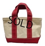 80's【ビンテージ】【L.L.bean】【エルエルビーン】 白ｘ赤【キャンバス】【ミニトートバッグ】【ビーントート】 