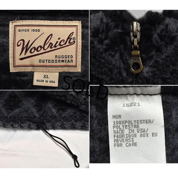 画像2: 90's USA製【ビンテージ】【ウールリッチ】【Woolrich】【チャコールＸ黒】ネイティブ柄【ハーフジップ】【フリースジャケット】プルオーバー【サイズＭ】 