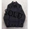 90's USA製【ビンテージ】【ウールリッチ】【Woolrich】【チャコールＸ黒】ネイティブ柄【ハーフジップ】【フリースジャケット】プルオーバー【サイズＭ】 