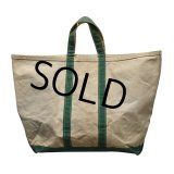 【ビンテージ】【80’s】【L.L.bean】【エルエルビーン】白ｘ緑【キャンバス】【トートバッグ】【キャンパストート】 