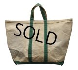 【ビンテージ】【80’s】【L.L.bean】【エルエルビーン】白ｘ緑【キャンバス】【トートバッグ】【キャンパストート】 