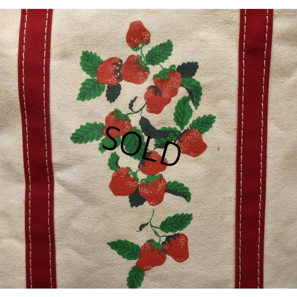 画像3: 【ビンテージ】【L.L.bean】【エルエルビーン】白ｘ赤【耳付き】【イチゴプリント】【トートバッグ】 