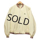 80's ビンテージ【IZOD LACOSTE】【ラコステ】【ジップアップブルゾン】オフホワイト×エンジ茶リブ【サイズＬ】 