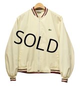 80's ビンテージ【IZOD LACOSTE】【ラコステ】【ジップアップブルゾン】オフホワイト×エンジ茶リブ【サイズＬ】 