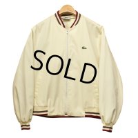 80's ビンテージ【IZOD LACOSTE】【ラコステ】【ジップアップブルゾン】オフホワイト×エンジ茶リブ【サイズＬ】 