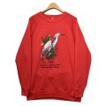 ~90's【USA製】【Textile Prints】ビンテージ【エバーグレーズ国立公園】【Everglades National Park】【赤】【スウェット】【サギ】【サイズＸＬ】  
