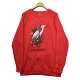 ~90's【USA製】【Textile Prints】ビンテージ【エバーグレーズ国立公園】【Everglades National Park】【赤】【スウェット】【サギ】【サイズＸＬ】  