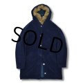 ~90's【USA製】ビンテージ【L.L.Bean】【ＬＬビーン】紺【フェイクファージャケット】フェイクファーコート【ボアコート】【レディースＭ】 
