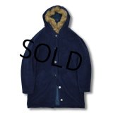 ~90's【USA製】ビンテージ【L.L.Bean】【ＬＬビーン】紺【フェイクファージャケット】フェイクファーコート【ボアコート】【レディースＭ】 