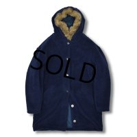 ~90's【USA製】ビンテージ【L.L.Bean】【ＬＬビーン】紺【フェイクファージャケット】フェイクファーコート【ボアコート】【レディースＭ】 