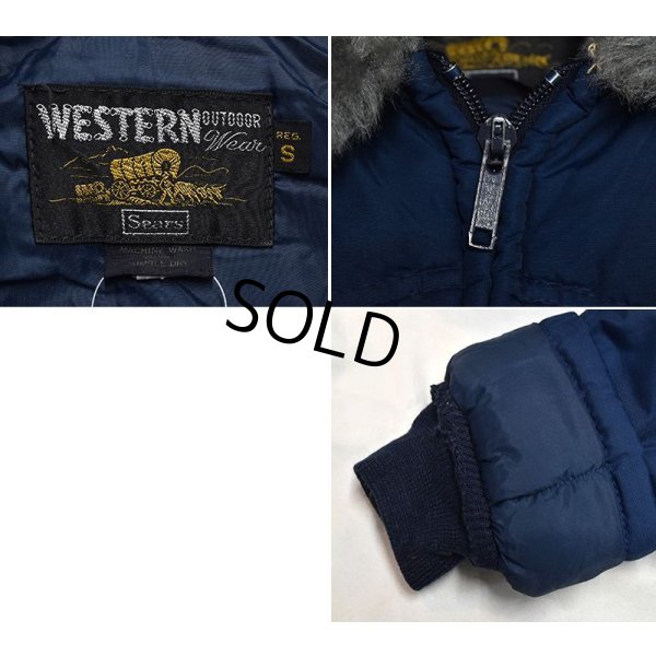 画像2: ~80's【ビンテージ】【SEARS】【シアーズ】【WESTERN OUTDOOR WEAR】【紺】【襟ボア】【中綿ジャケット】【サイズＳ】 