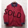 【ランズエンド】【LANDS' END】エンジ×紺【ハンティングジャケット】【カバーオール】【ボーイズM】レディースＬ程度 