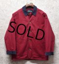 【ランズエンド】【LANDS' END】エンジ×紺【ハンティングジャケット】【カバーオール】【ボーイズM】レディースＬ程度 