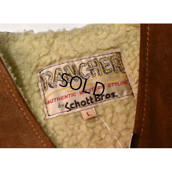 画像2: USA製【ビンテージ】【Schott Bros】【ショット】【RANCHER】【茶】【スエードボアベスト】【サイズL】 