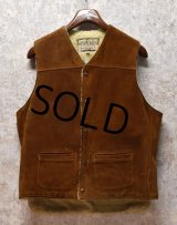 USA製【ビンテージ】【Schott Bros】【ショット】【RANCHER】【茶】【スエードボアベスト】【サイズL】 