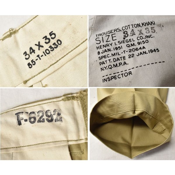 画像3: 【50's】【デッドストック】【ビンテージ】U.S.ARMY【米軍実物】【45カーキ】【チノパンツ】【チノパン】【34×35】 