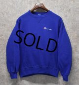 90's【ビンテージ】【USA製】【Champion】【チャンピオン】【青】【無地】【前Ｖスウェット】【青刺繍タグ】【サイズM】 