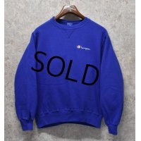 90's【ビンテージ】【USA製】【Champion】【チャンピオン】【青】【無地】【前Ｖスウェット】【青刺繍タグ】【サイズM】 