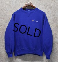 90's【ビンテージ】【USA製】【Champion】【チャンピオン】【青】【無地】【前Ｖスウェット】【青刺繍タグ】【サイズM】 