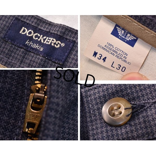 画像2: 【DOCKERS】ドッカーズ【紺】ハウンドトゥースチェック【2タックスラックス】【34ｘ30】 