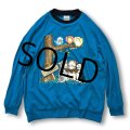 【ビンテージ】【BASIC EDITIONS】【ベーシックエディションズ】【青×黒】【スウェット】【猫プリント】 